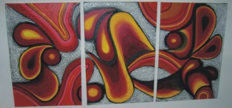     "Flowing" Oil on canvas by David Maurer. Dimensions 36 inches x 72 inches. 3 panels