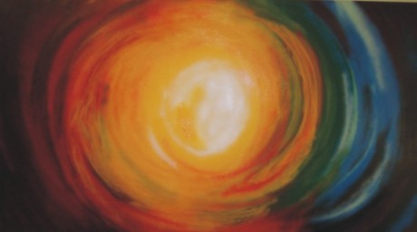 "Sunburst" acrylic laquer on canvas by David Maurer - Dimensions 68 X 48 inches
