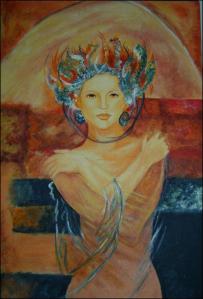 "The Forgotten Goddess" oil on canvas by Angelina Kumar